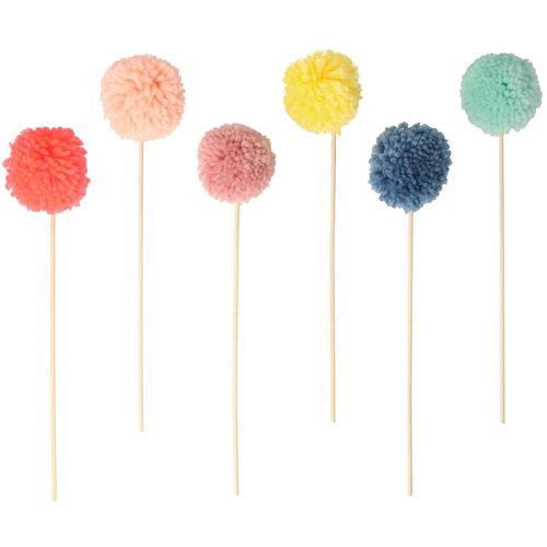 meri meri taartversiering pompom - 6st | 215884 | 0