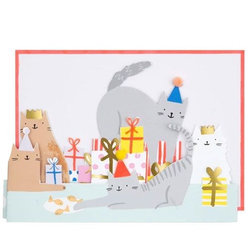 meri meri verjaardagskaart poezenfeest | 192885 | 1