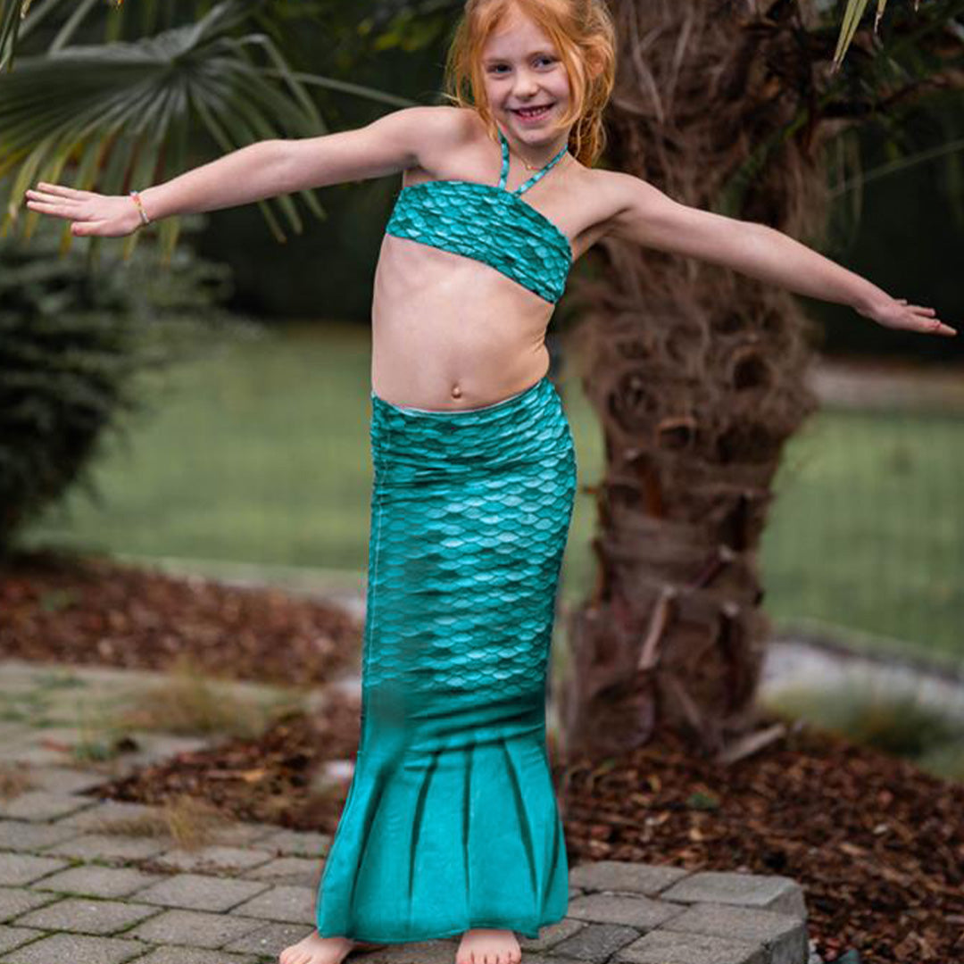 kuaki mermaids zeemeerminstaart met bikinitop - turquoise - 6-7 jaar | 5749021 | 2