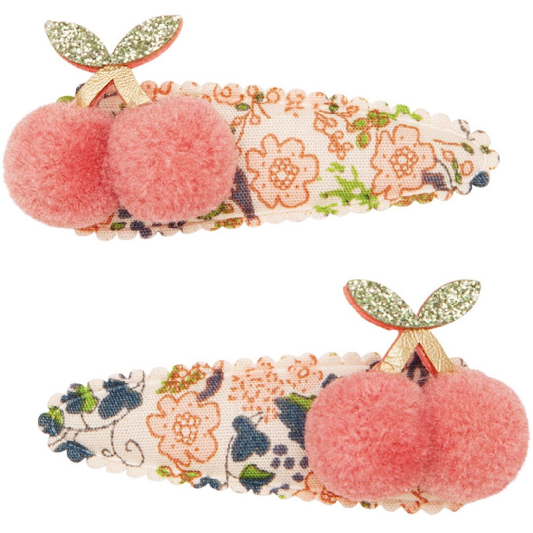 mimi & lula haarspeldjes floral pom pom cherries - 2st  | 162036-27 | 0