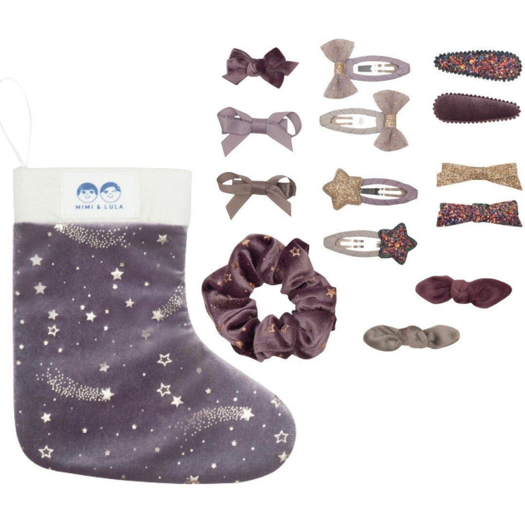 mimi & lula kerstsok haaraccessoires - lilac - 14st | 154006-99 | 0