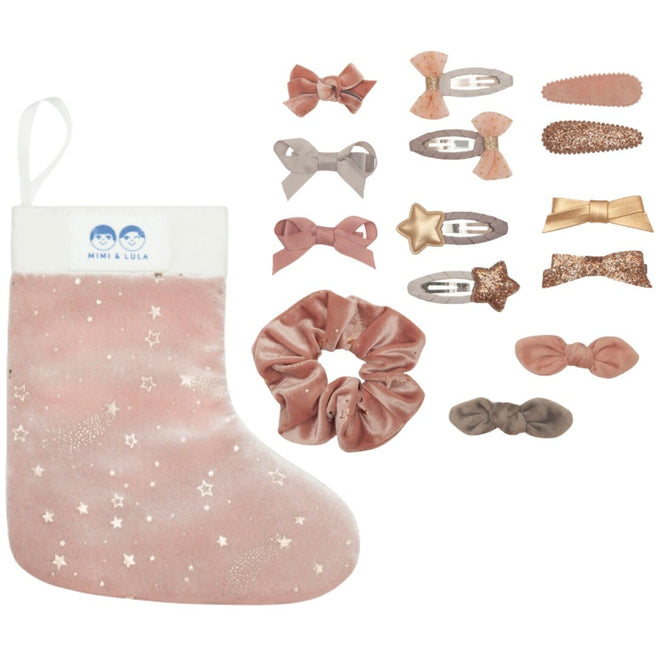 mimi & lula kerstsok haaraccessoires - pink - 14st | 154005-99 | 0
