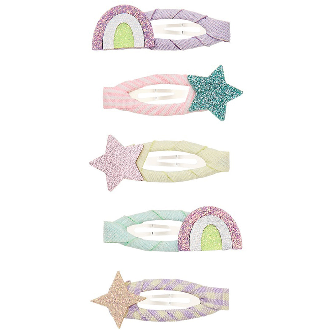 mimi & lula haarclipjes rainbow and star mini clic clacs - 5st | 182015-23