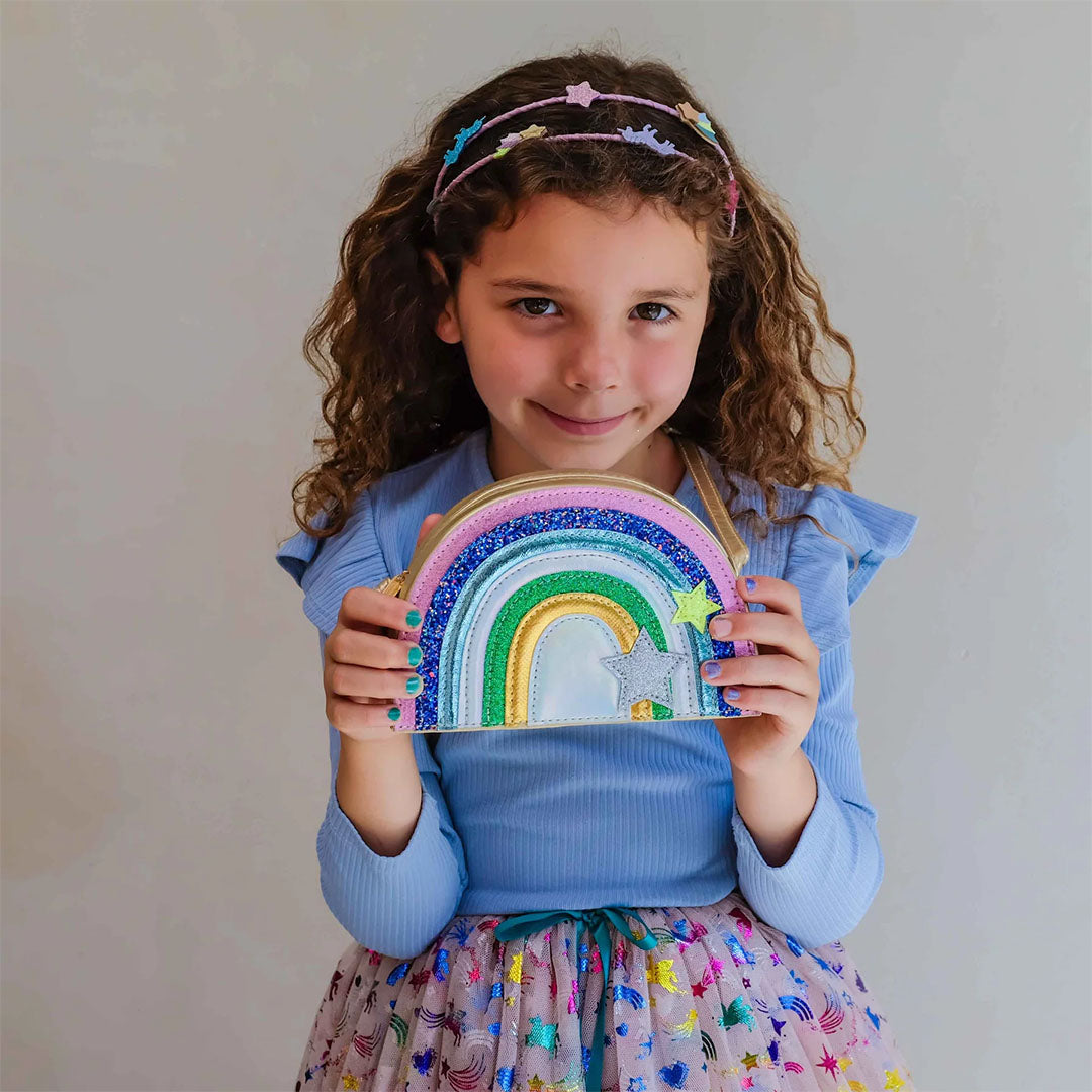 mimi & lula schoudertasje rainbow - unicornland