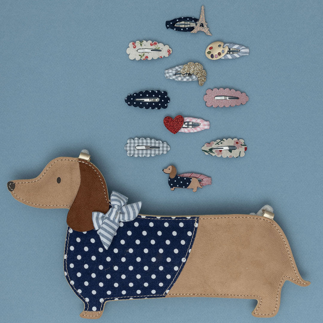 mimi & lula schoudertasje sausage dog - neutral | 183005-22 | 4