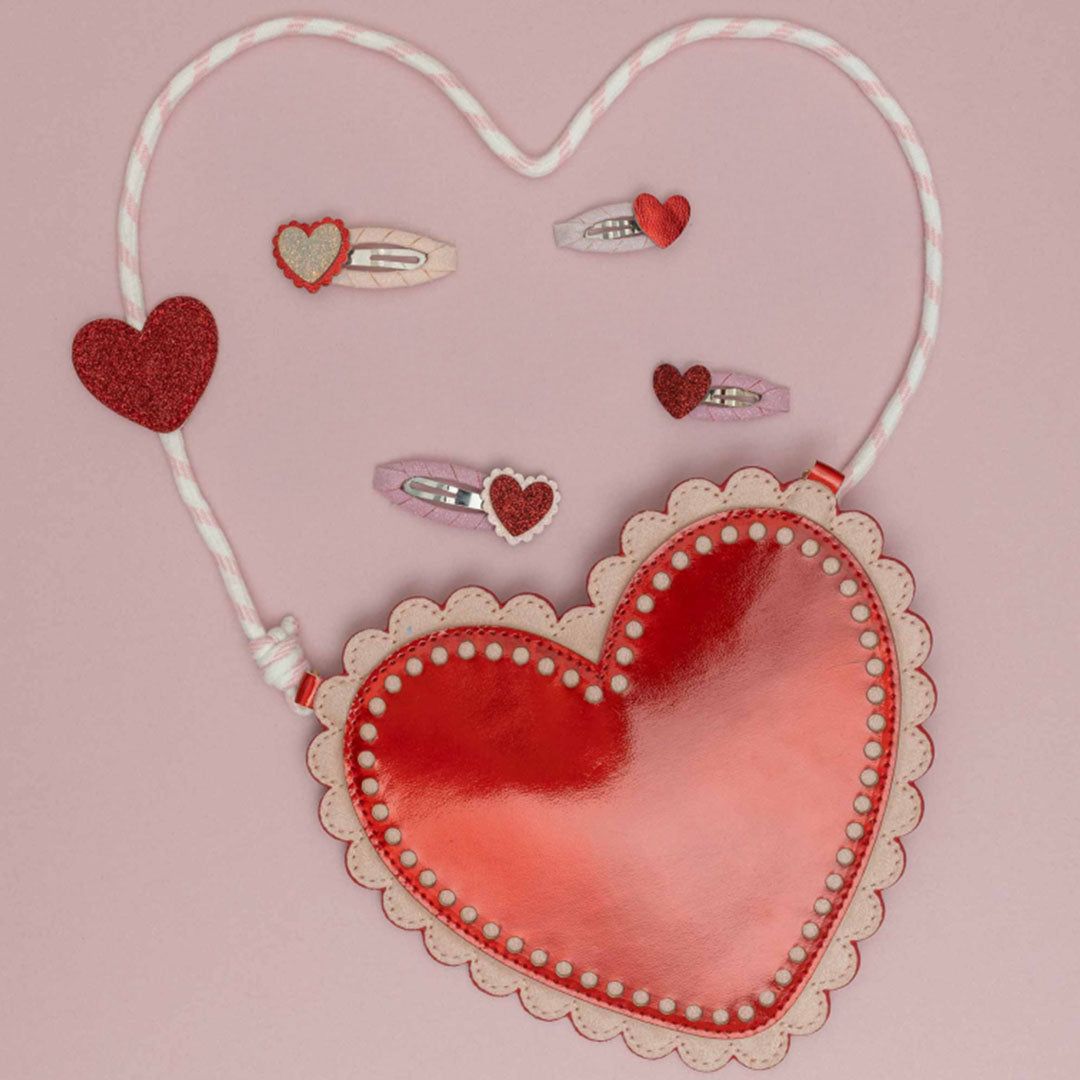 mimi & lula schoudertasje scalloped heart - red | 183003-14 | 4