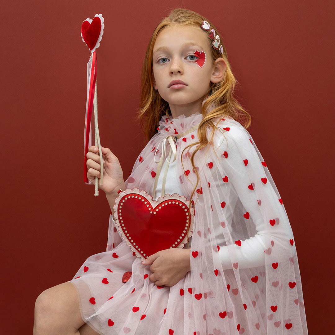 mimi & lula schoudertasje scalloped heart - red | 183003-14 | 3