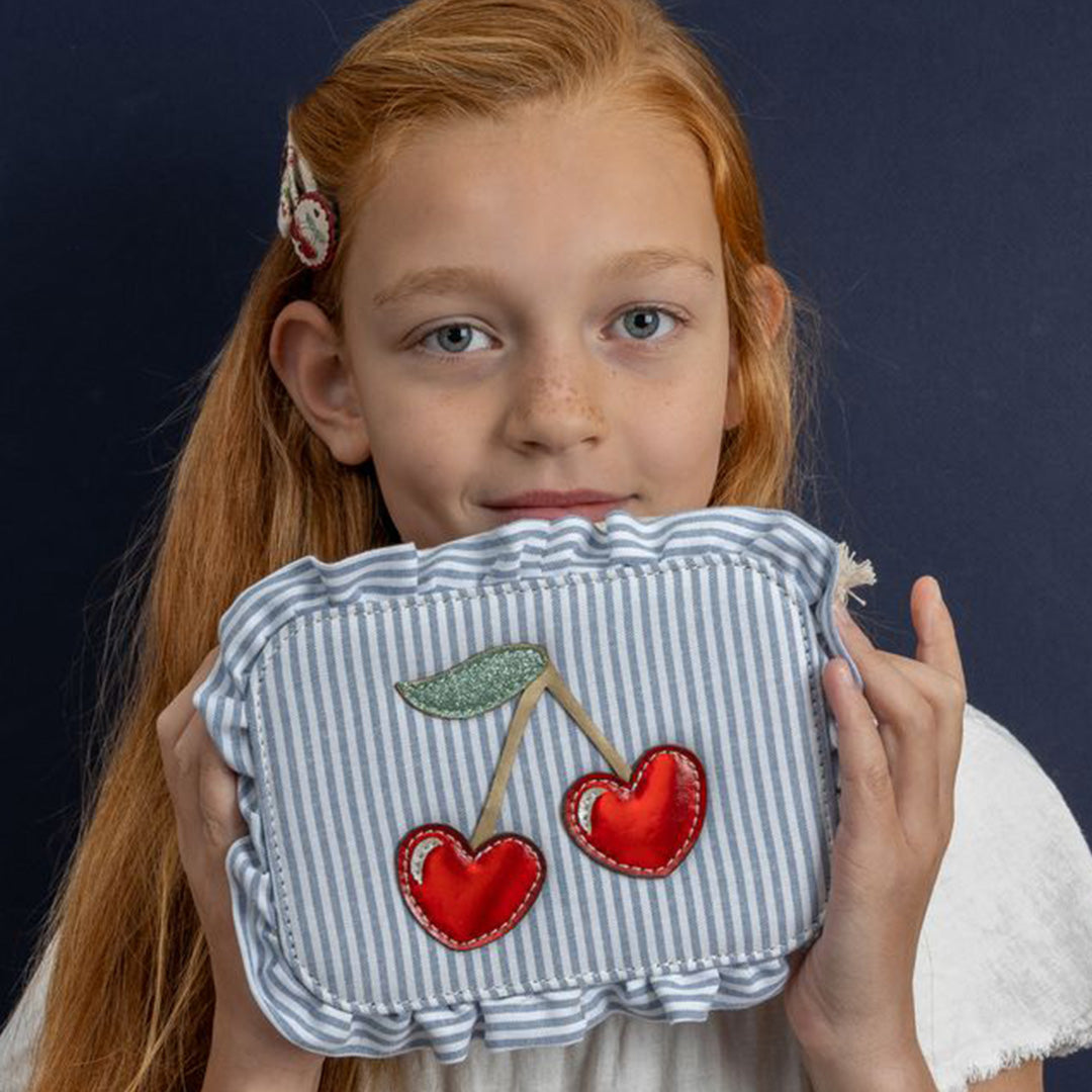 mimi & lula schoudertas striped cherry - blue | 183004-10 | 2