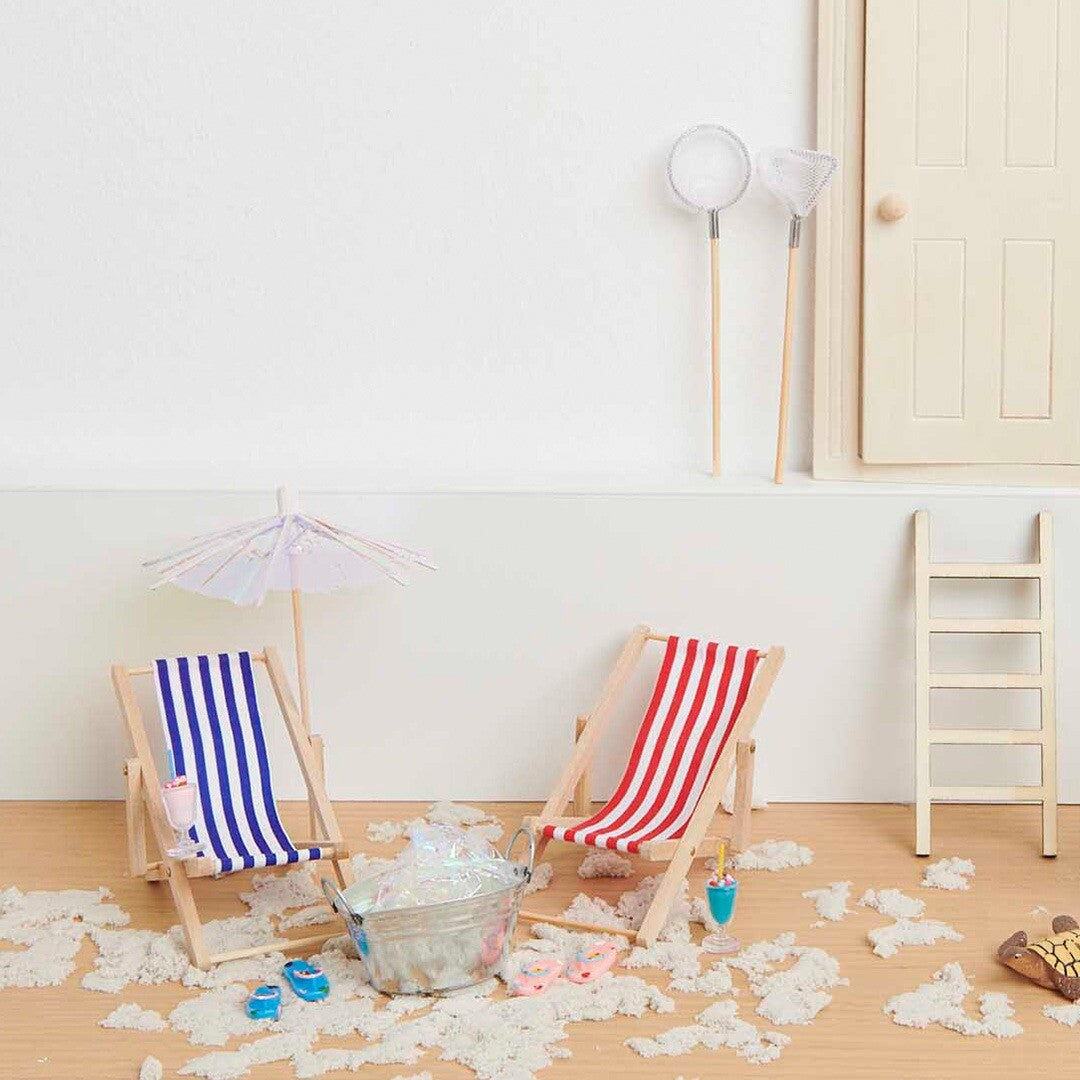 miniatuur strandstoel - rood - 11 cm | 500819 | 1