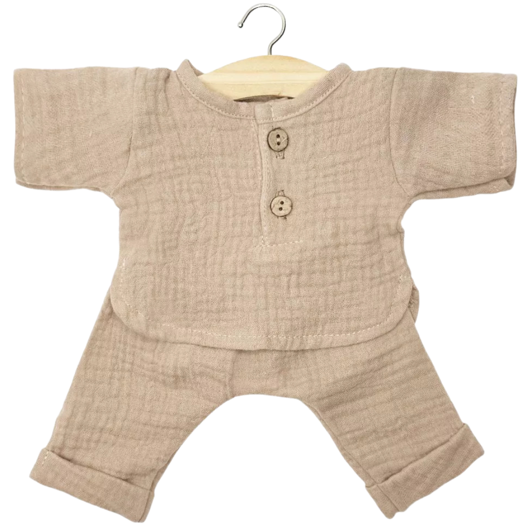 minikane poppenkleding broek en shirt andrea - mokka - 34 cm | CG.17.406 | 0