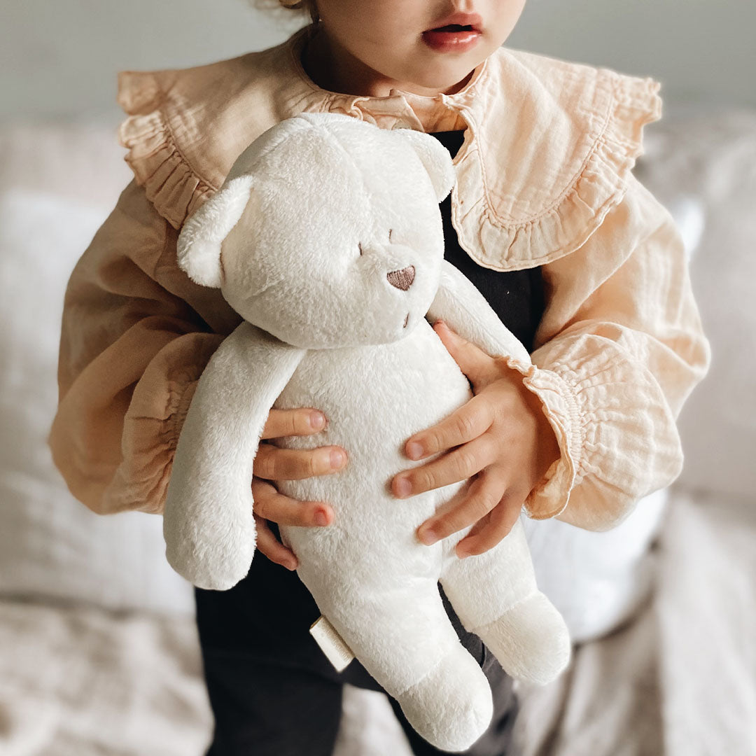 moonie 2.0 next gen knuffelbeer met nachtlamp en geluid - cream - 28 cm | MCRE2 | 1