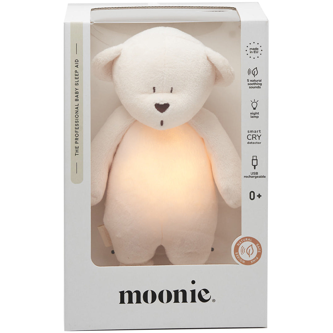 moonie 2.0 next gen knuffelbeer met nachtlamp en geluid - cream - 28 cm | MCRE2 | 5