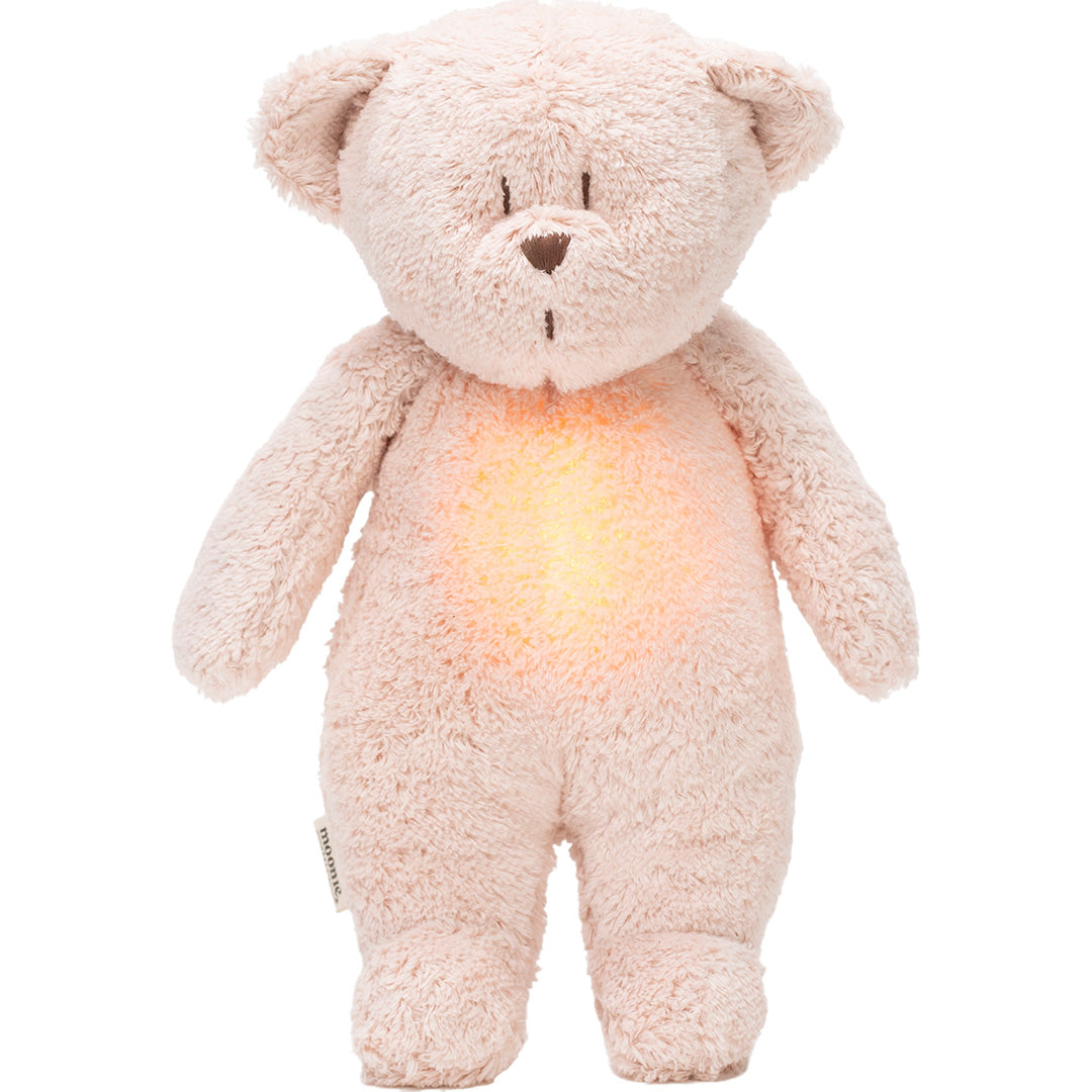 moonie 2.0 next gen knuffelbeer met nachtlamp en geluid - rose natur - 28 cm | MRO2 | 0