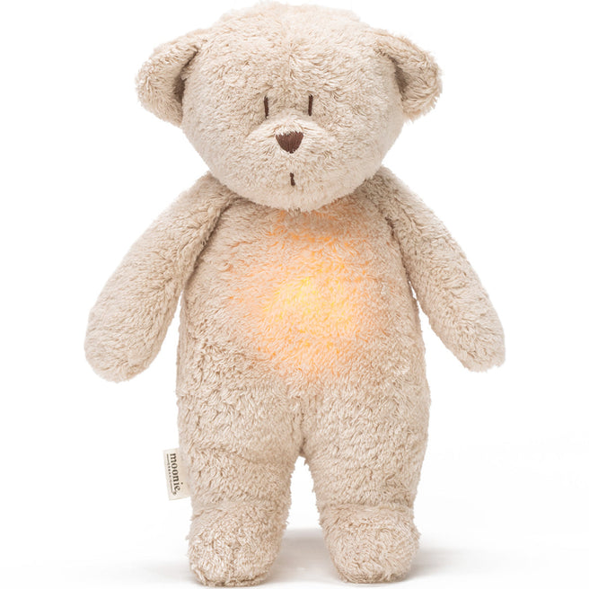 moonie 2.0 next gen knuffelbeer met nachtlamp en geluid – sand natur – 28 cm | MSA2 | 0