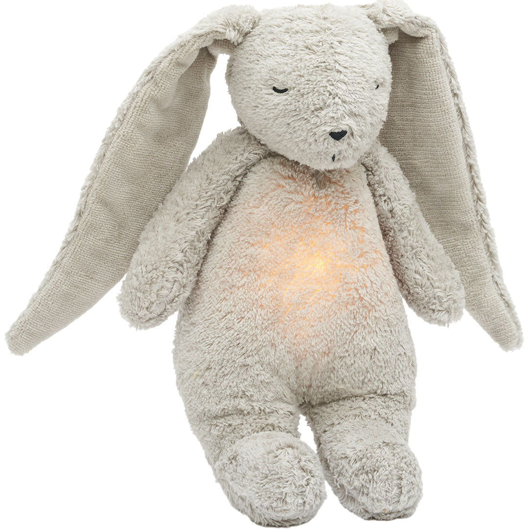 moonie 2.0 next gen knuffelkonijn met nachtlamp en geluid - gray natur - 28 cm | KGR2 | 0