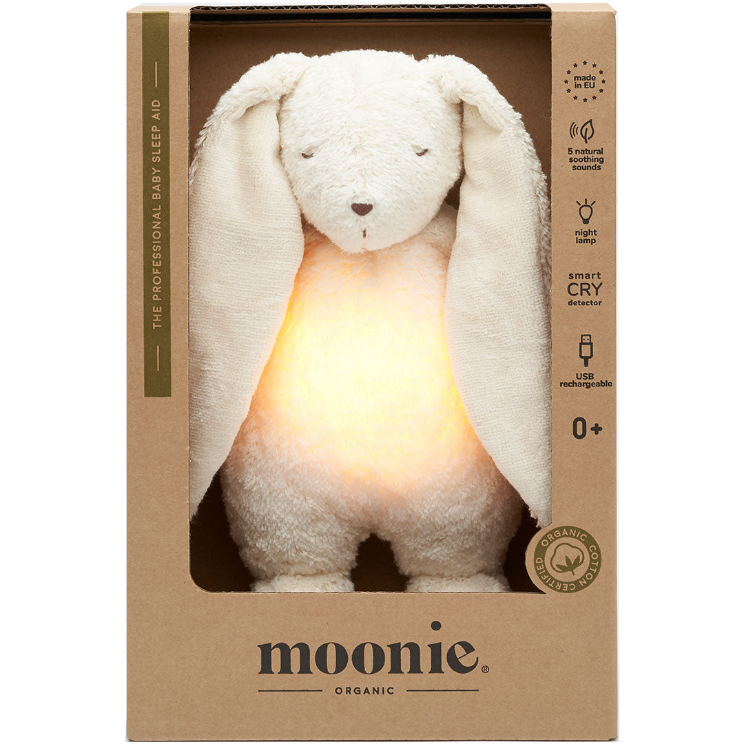 moonie 2.0 next gen knuffelkonijn met nachtlamp en geluid - polar natur - 28 cm | KPO2 | 4