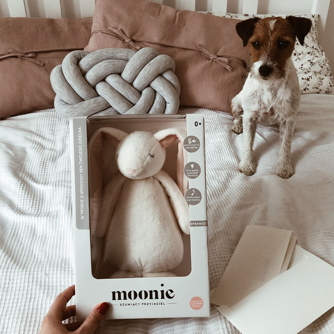 moonie 2.0 next gen knuffelkonijn met nachtlamp en geluid - powder - 28 cm | KPW2 | 5