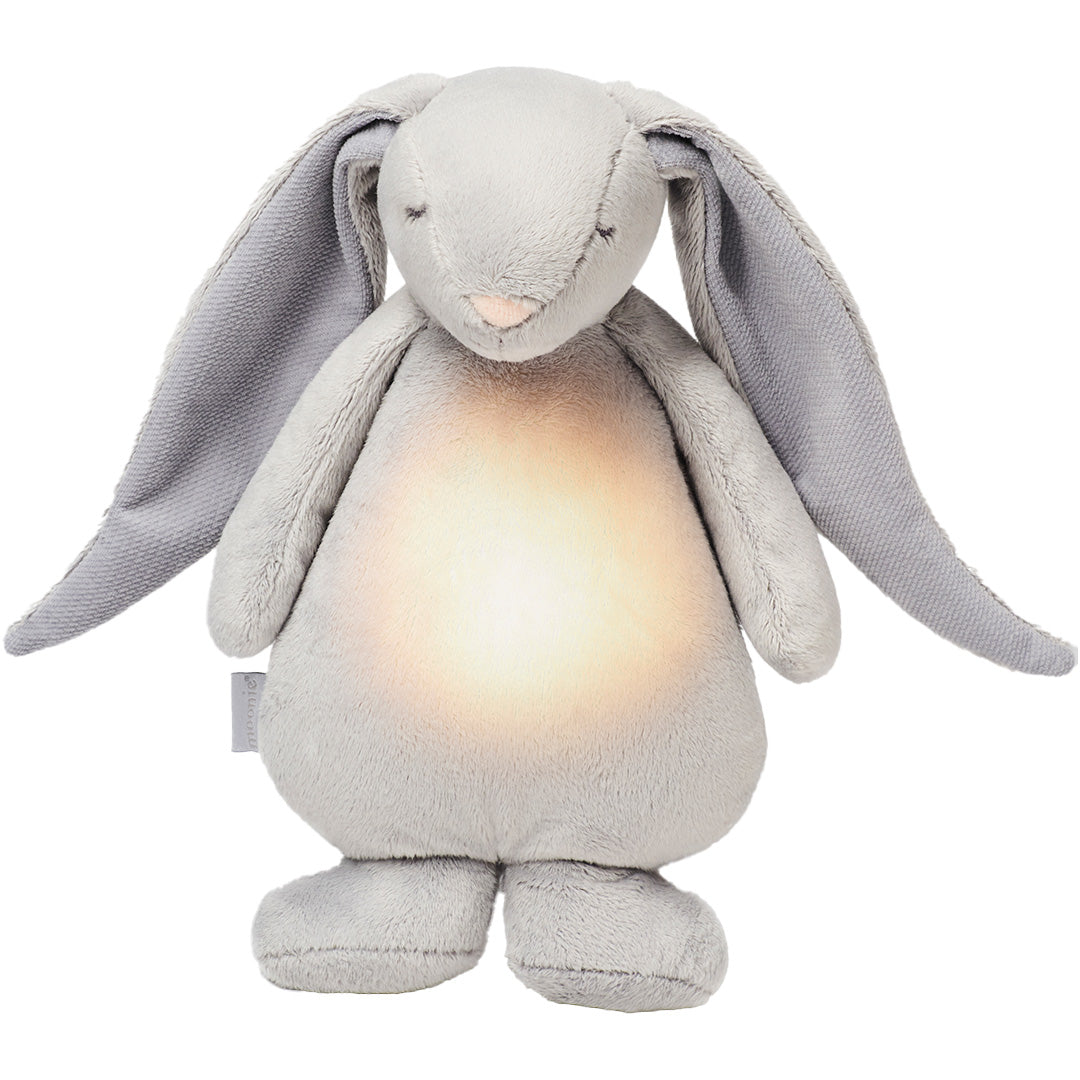 moonie 2.0 next gen knuffelkonijn met nachtlamp en geluid - silver - 28 cm | KSI2 | 0