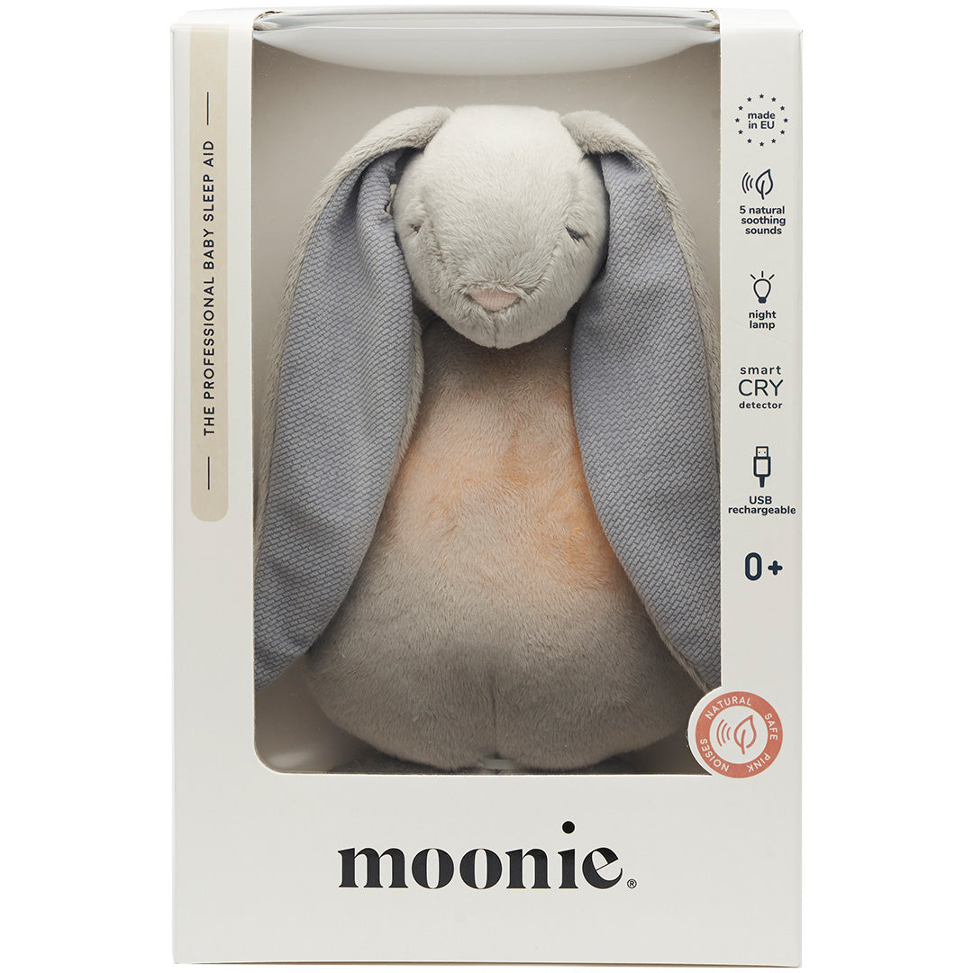 moonie 2.0 next gen knuffelkonijn met nachtlamp en geluid - silver - 28 cm | KSI2 | 4