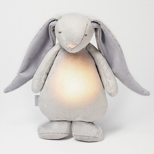 moonie knuffelkonijn met nachtlamp en geluid - silver - 28 cm | MOO1005 | 0