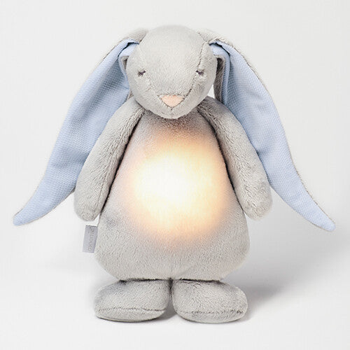 moonie knuffelkonijn met nachtlamp en geluid - sky - 28 cm | MOO1001 | 0