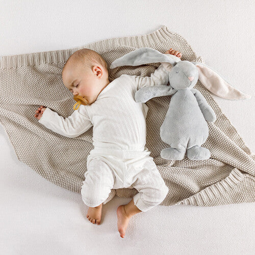 moonie knuffelkonijn met nachtlamp en geluid - sky - 28 cm | MOO1001 | 10