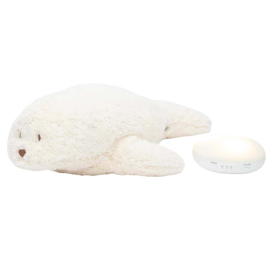 moonie 2.0 next gen knuffelzeehond met nachtlamp en geluid - polar - 33 cm | S-PO | 2