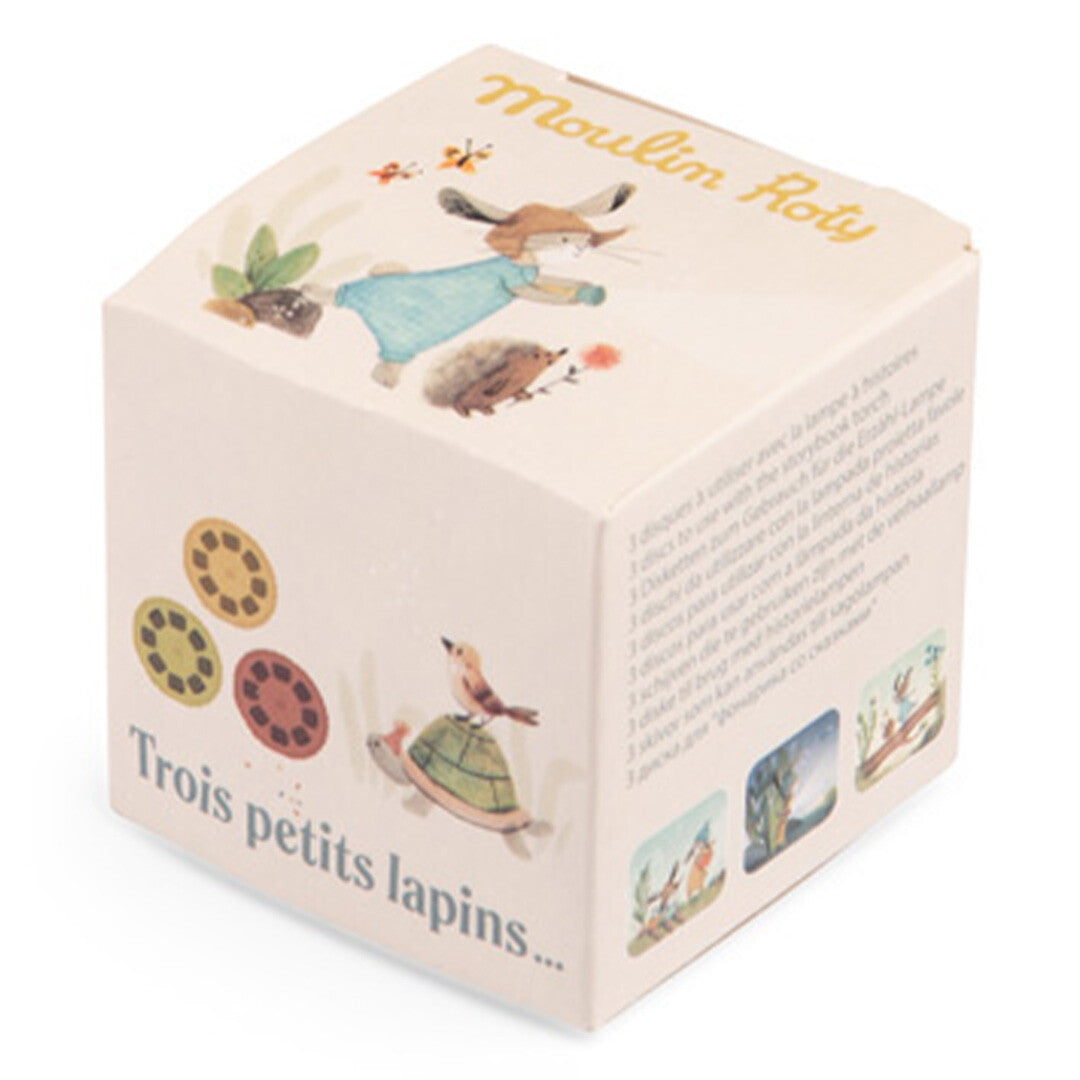 moulin roty discs voor projector bedtijdverhalen trois petits lapins | 678364 | 1
