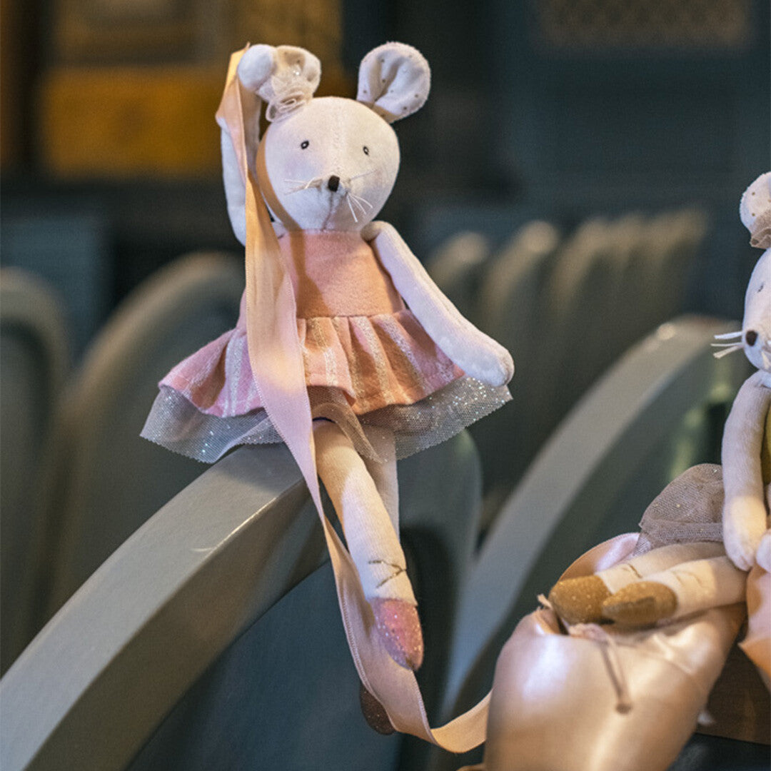 moulin roty knuffelmuis la petite école de danse - roze - 31 cm | 667028 | 1