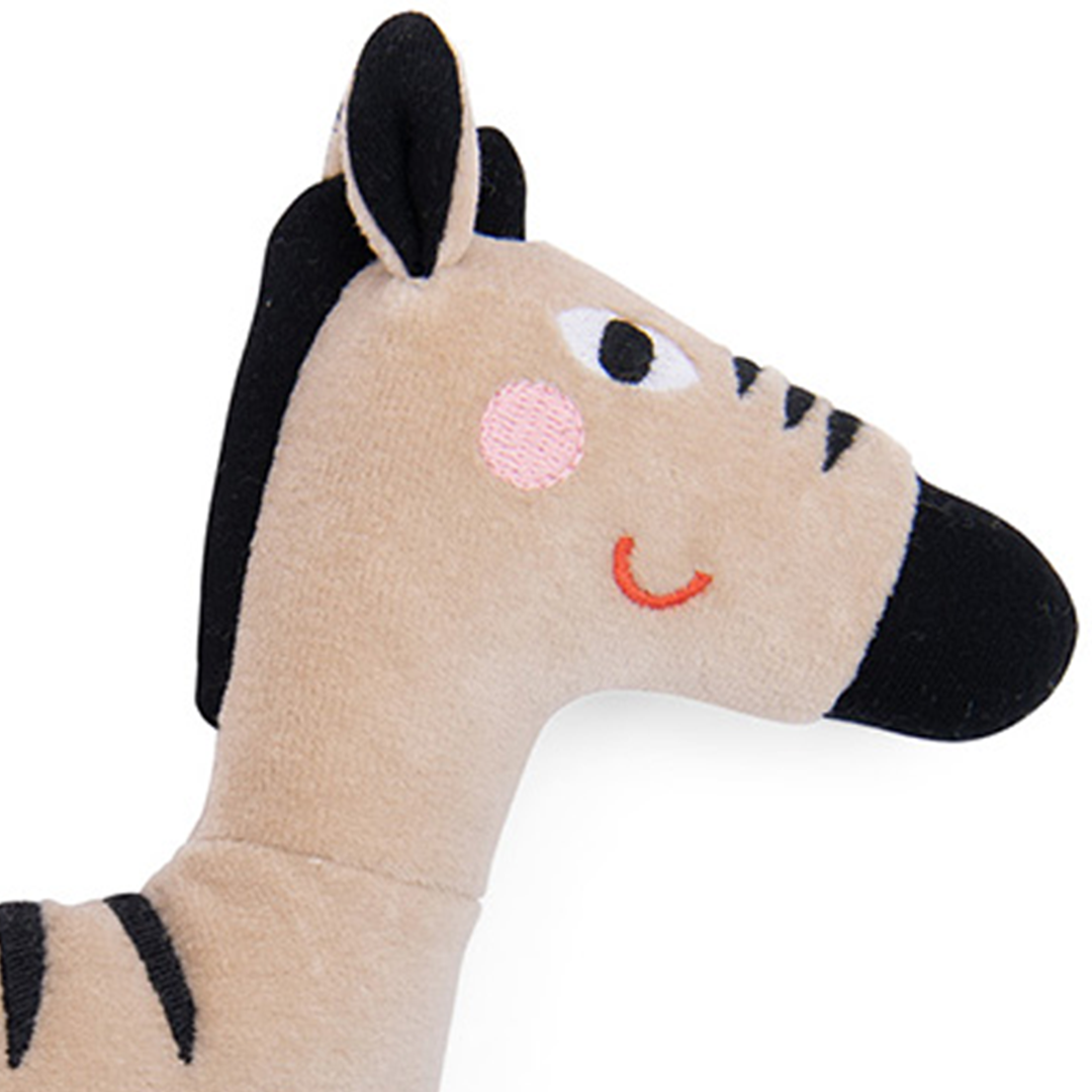 moulin roty knuffelzebra met rammelaar les toupitis - 21 cm | 679023 | 1