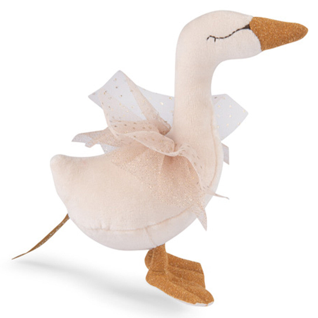 moulin roty knuffelzwaan rammelaar la petite école de danse - crème - 18 cm | 667035 | 1