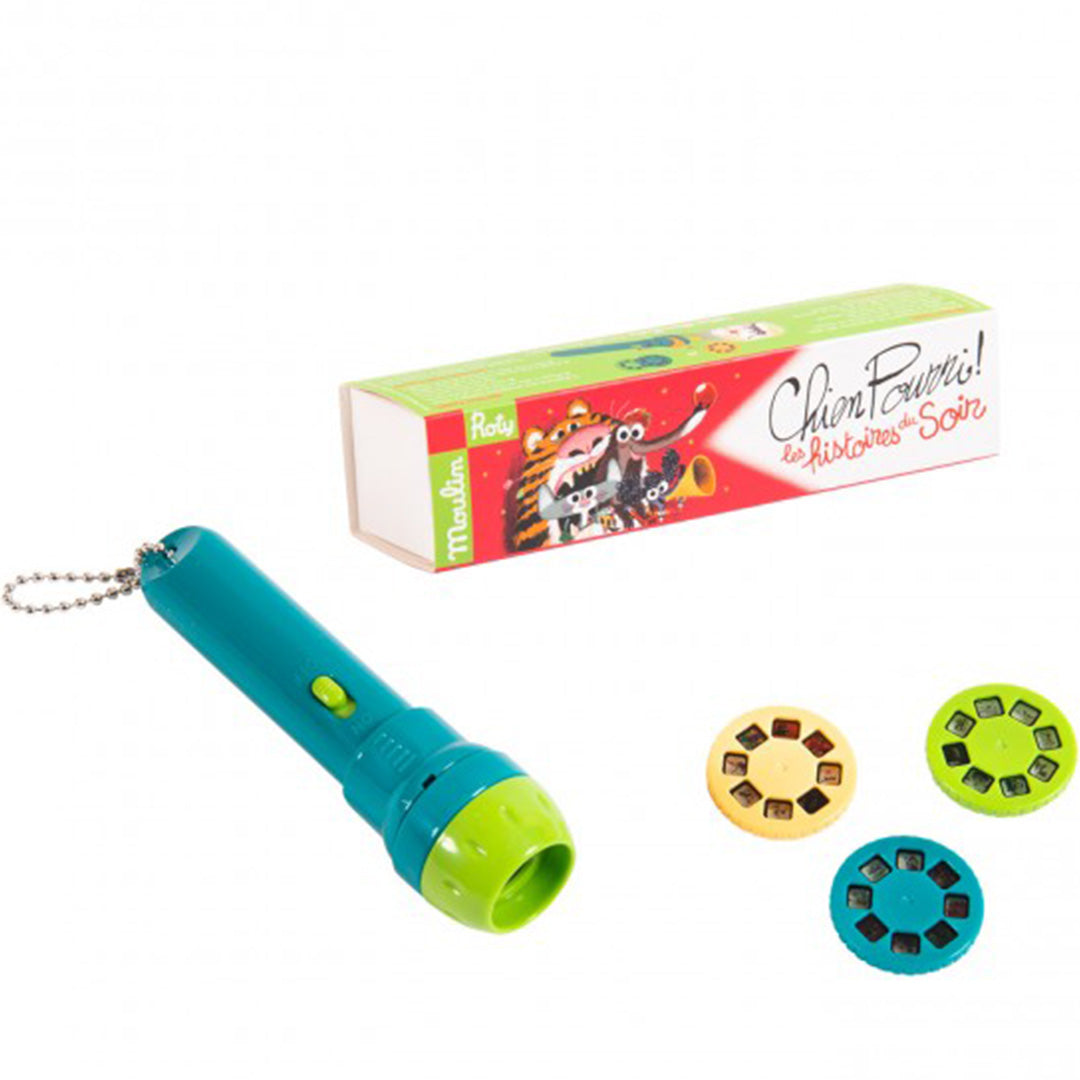 moulin roty projector bedtijdverhalen stinkhond - blauw | 894364 | 0
