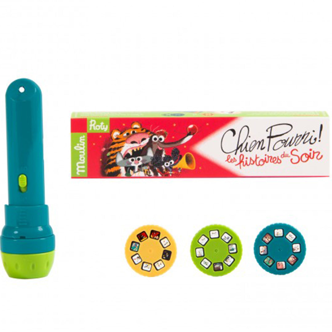 moulin roty projector bedtijdverhalen stinkhond - blauw | 894364 | 1