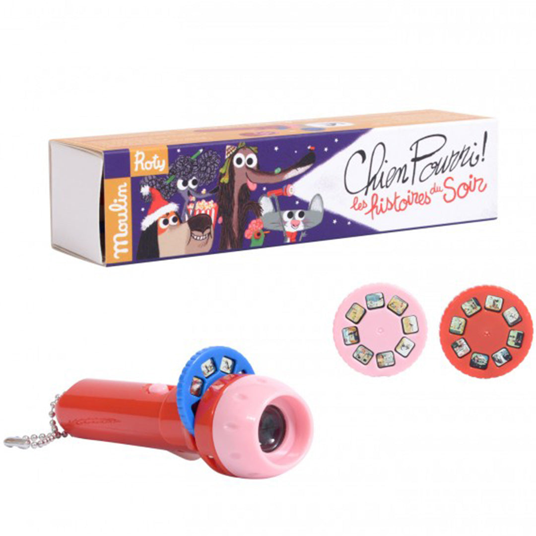 moulin roty projector bedtijdverhalen stinkhond - rood | 894361 | 0