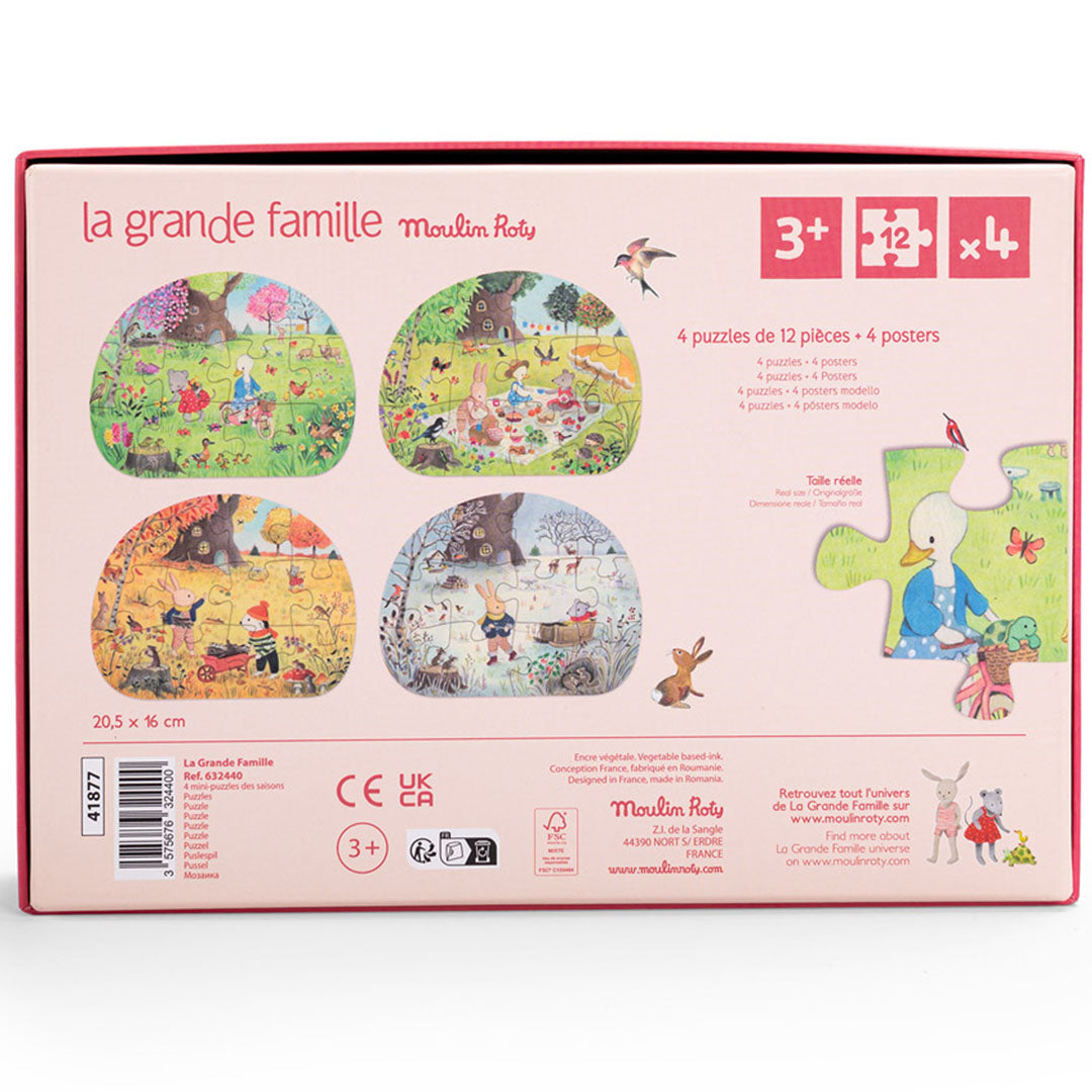 moulin roty puzzels seizoenen - la grande famille - 4x12st | 632440 | 3