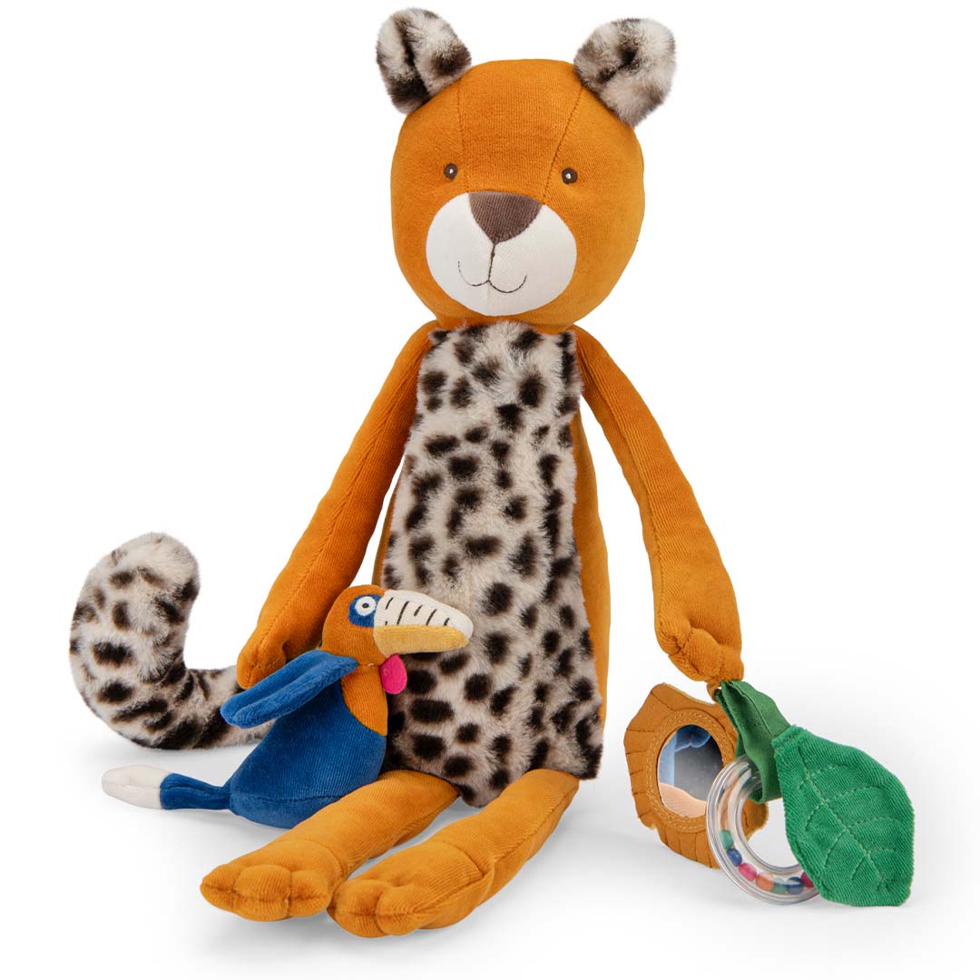 moulin roty activiteitenknuffel la forêt mawa - luipaard taïgo - 55 cm | 688076 | 4