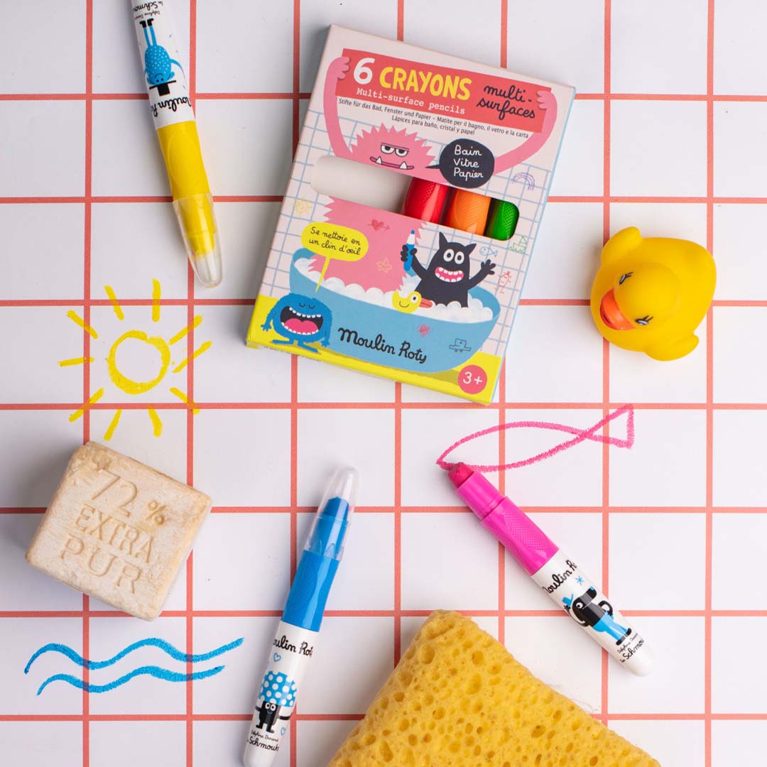 moulin roty krijtjes voor diverse ondergronden les schmouks - 6st | 716611 | 0