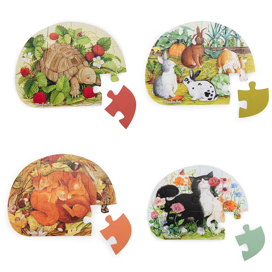 moulin roty puzzel le jardin du moulin - dieren - 4x12 st | 712449 | 4