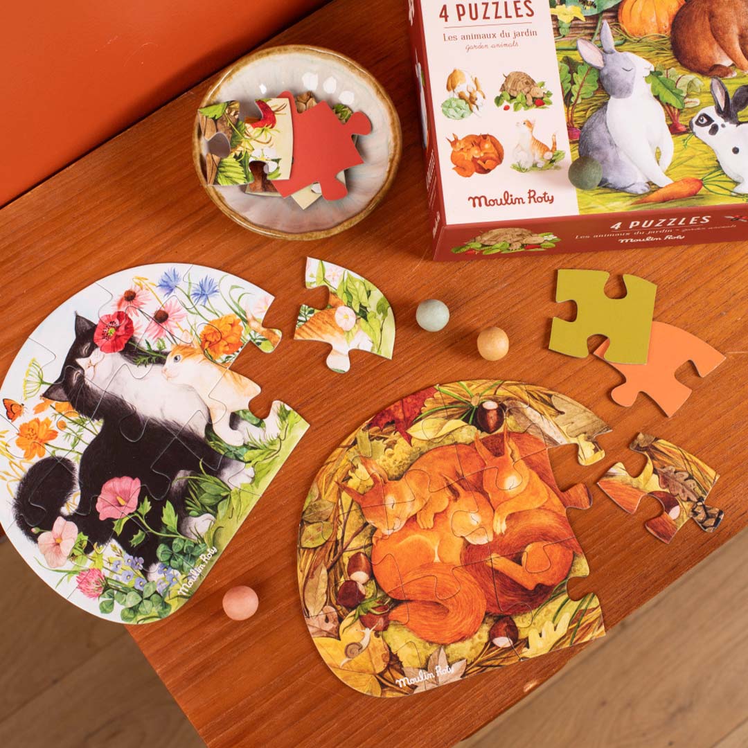 moulin roty puzzel le jardin du moulin - dieren - 4x12 st | 712449 | 2