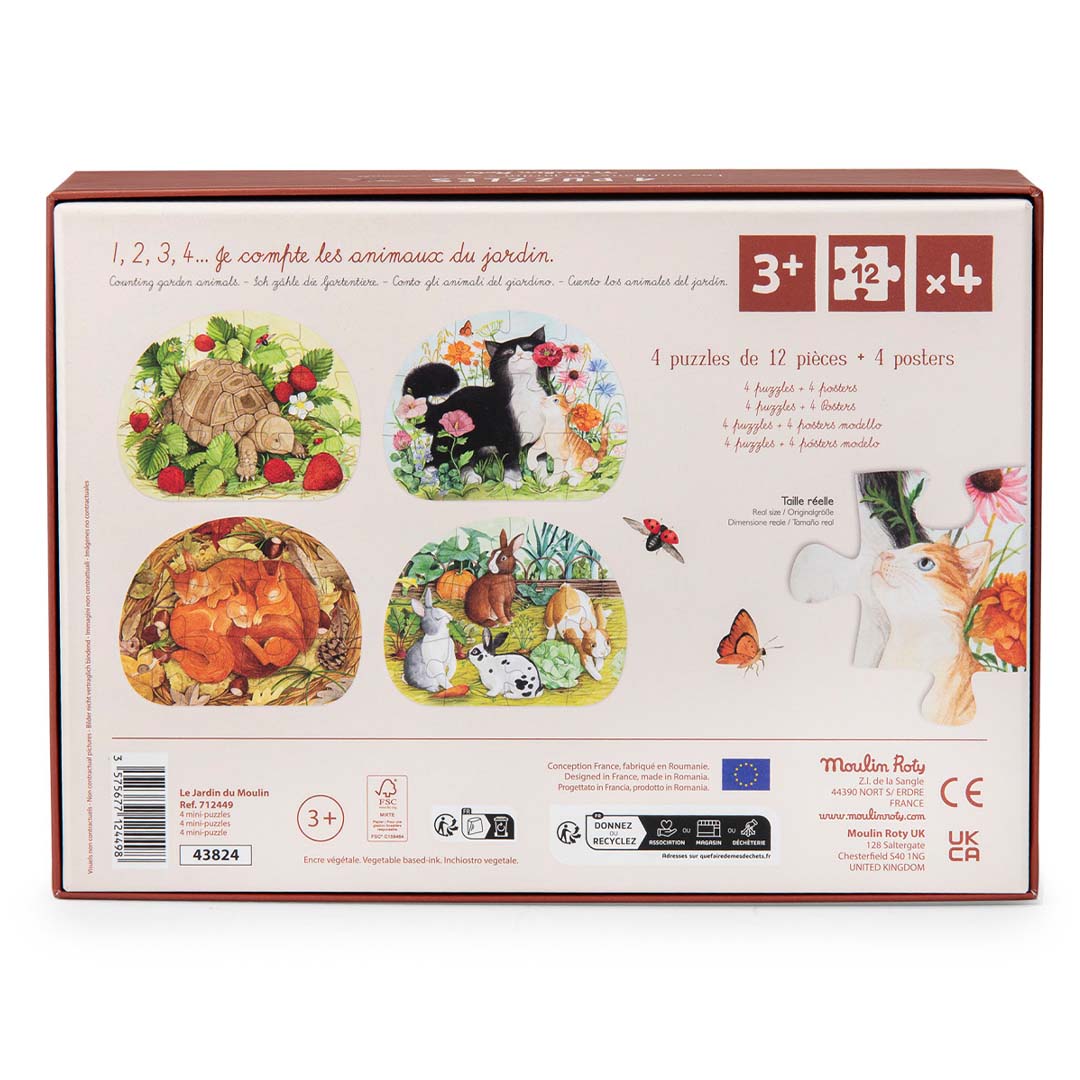 moulin roty puzzel le jardin du moulin - dieren - 4x12 st | 712449 | 6