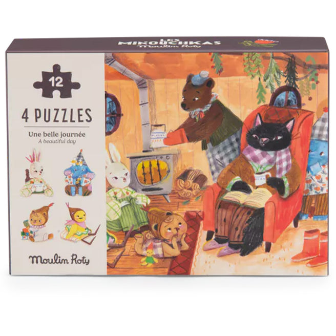 moulin roty puzzel les minouchkas - een mooie dag - 4x12st | 681440 | 1