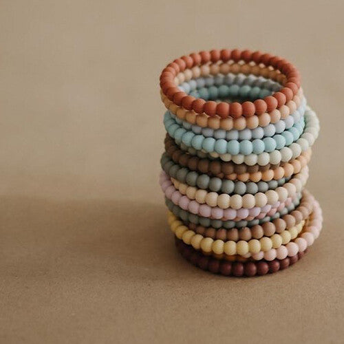 mushie bijtring armband parel - lilac-cyan-soft peach - 3st | 70.013.23 | 1