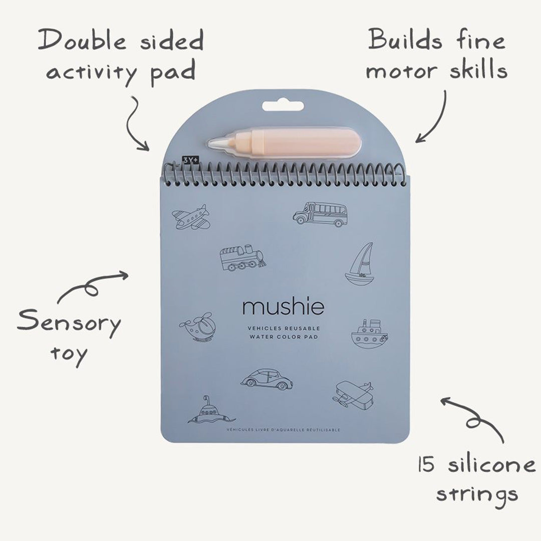 mushie herbruikbaar waterkleurboek - voertuigen | 70.079.51 | 4