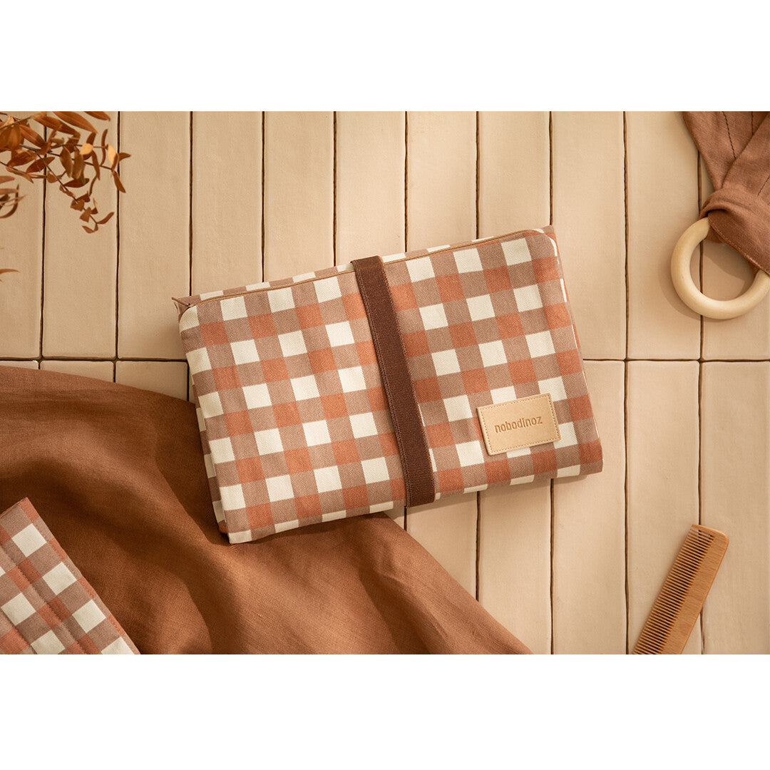 nobodinoz verschoonmat hyde park - terracotta checks | 8435574927200 | 2