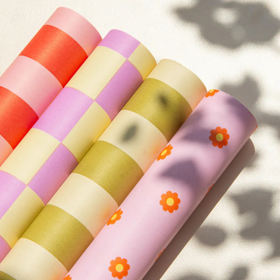 ole inpakpapier checkerboard - vanilla - violet - 3 m 2