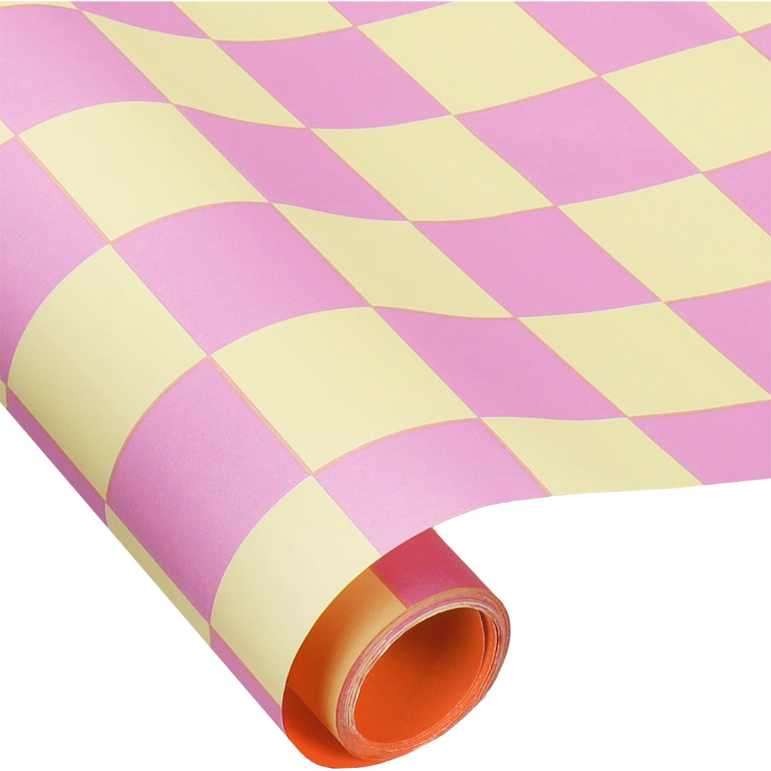 ole inpakpapier checkerboard - vanilla - violet - 3 m 3