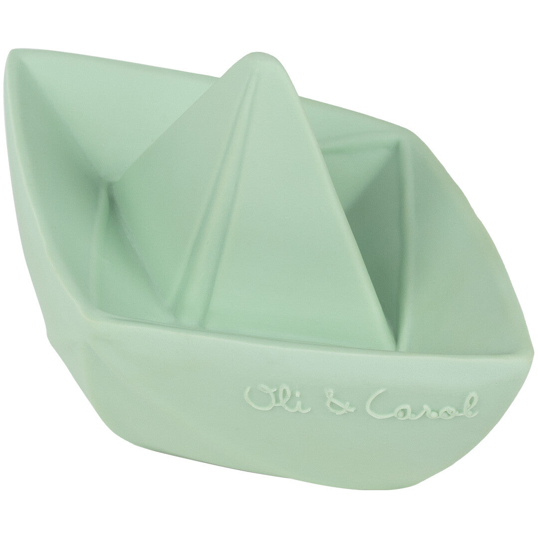 oli & carol bijt- & badspeelgoed origami bootje - mint | L-BOAT-UNIT-MINT | 3