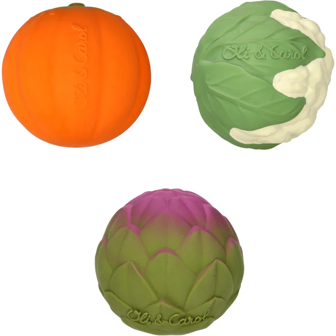 oli & carol sensorische speelballen groenten - 3st | L-BABY-BALL-VEGGIES | 1