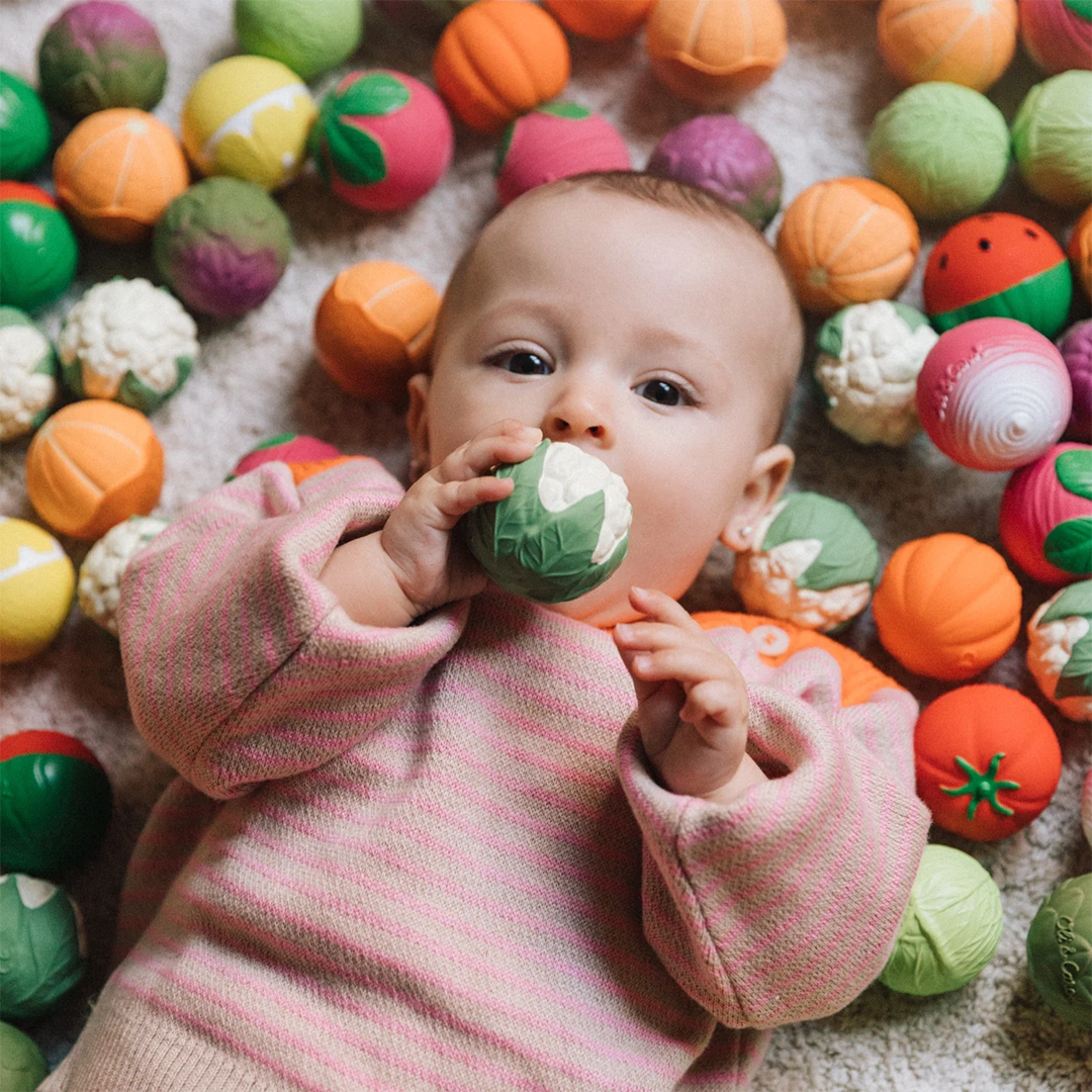 oli & carol sensorische speelballen groenten - 3st | L-BABY-BALL-VEGGIES | 6