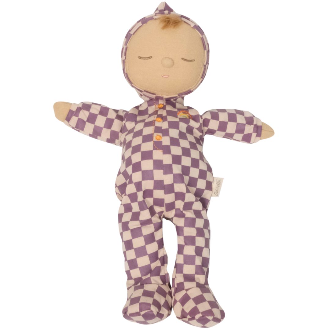olli ella lappenpop dozy dinkum doll - twinkle - plum check - 32 cm  | OEKDOZDOZ-PL-O | 0
